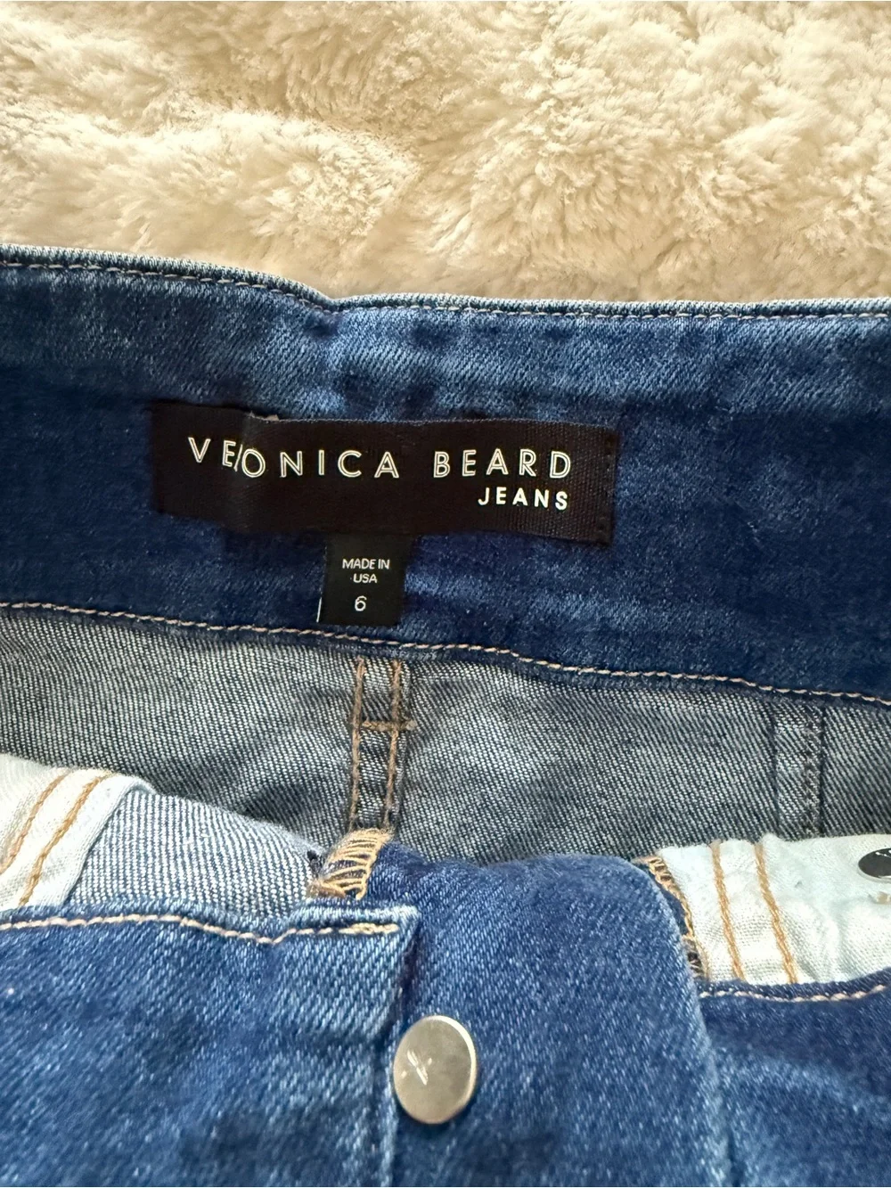 Veronica Beard Jeans Paperbag Waist Denim Midi Skirt Belted USA 6